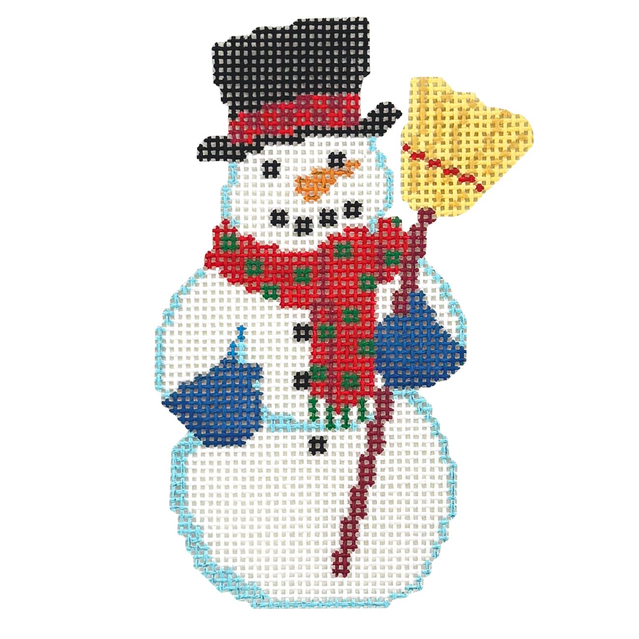 Snowman with Broom, Ornament Painted Canvas Susan Roberts Needlepoint Designs Inc.  - 1