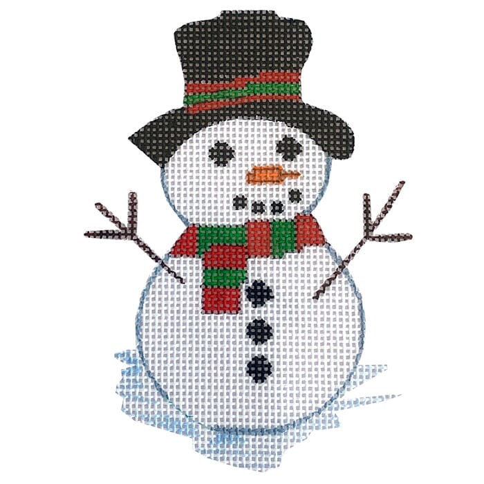 Snowman with Stitch Guide   Little Bits Painted Canvas Patricia Sone  - 1