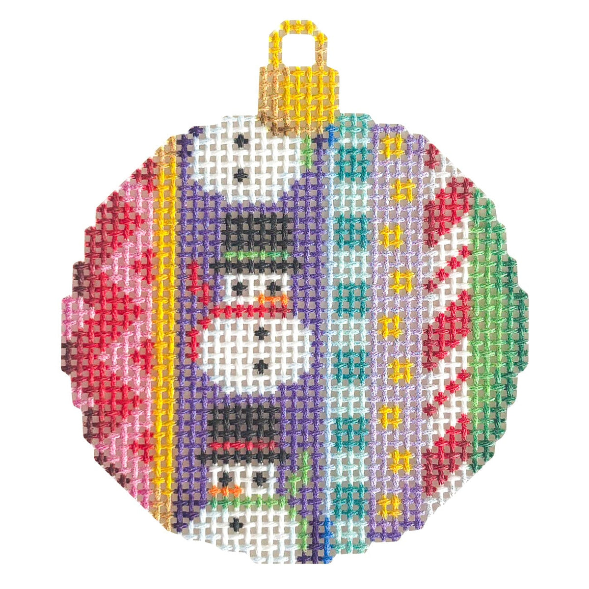 Snowman/Patterns Mini Ball Printed Canvas Two Sisters Needlepoint  - 1