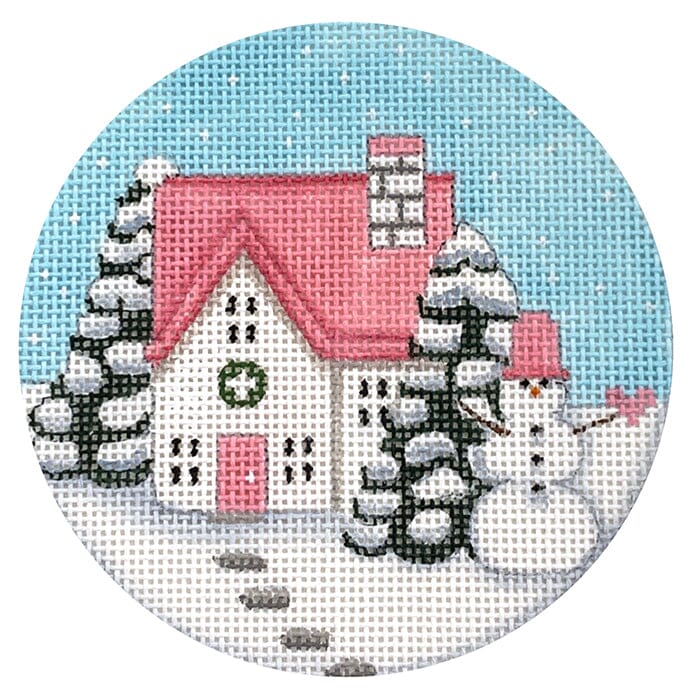 Snowy House Ornament Painted Canvas Melissa Shirley Designs 