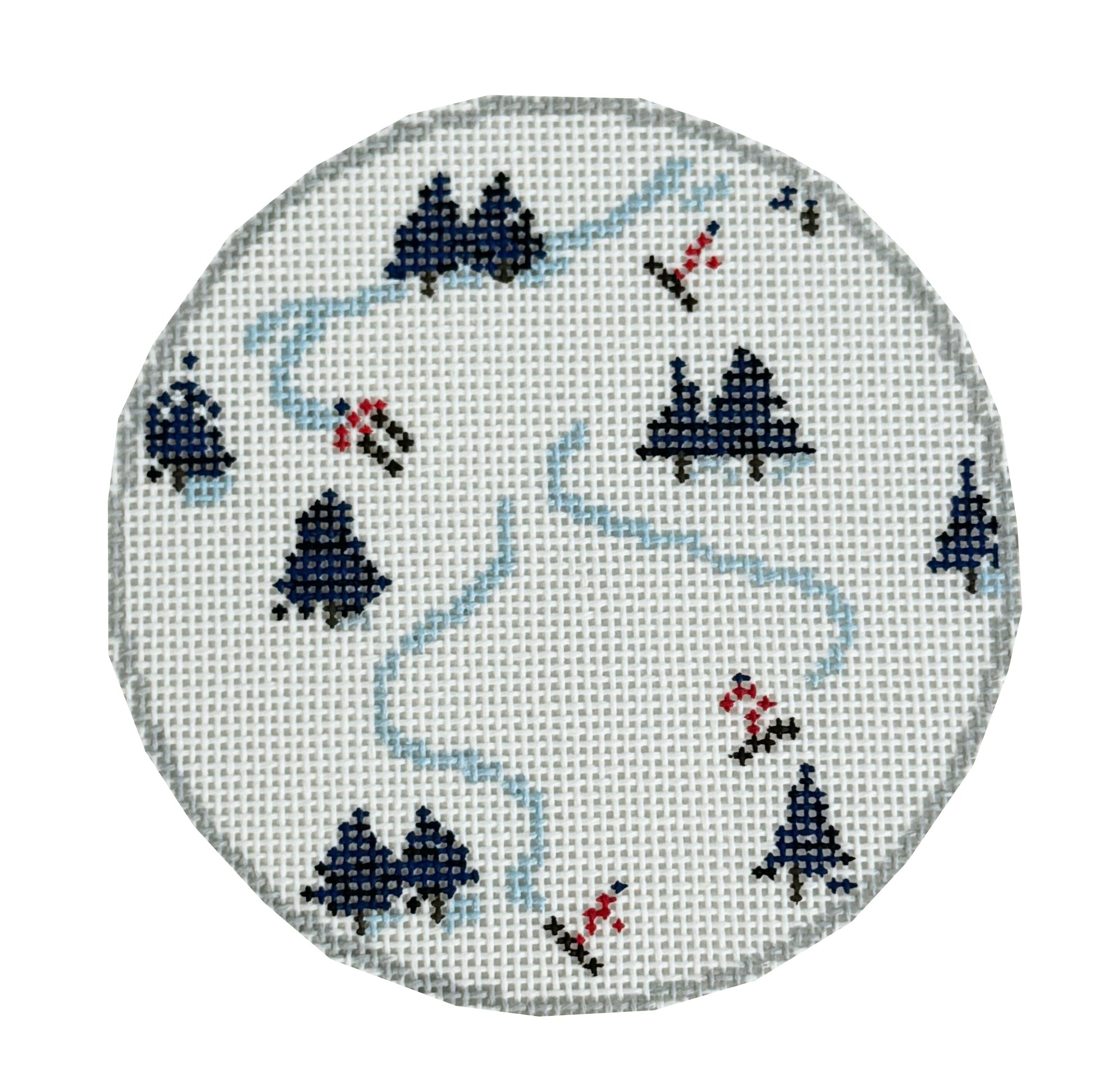 Snowy Slopes Round Painted Canvas Rachel Barri Designs 