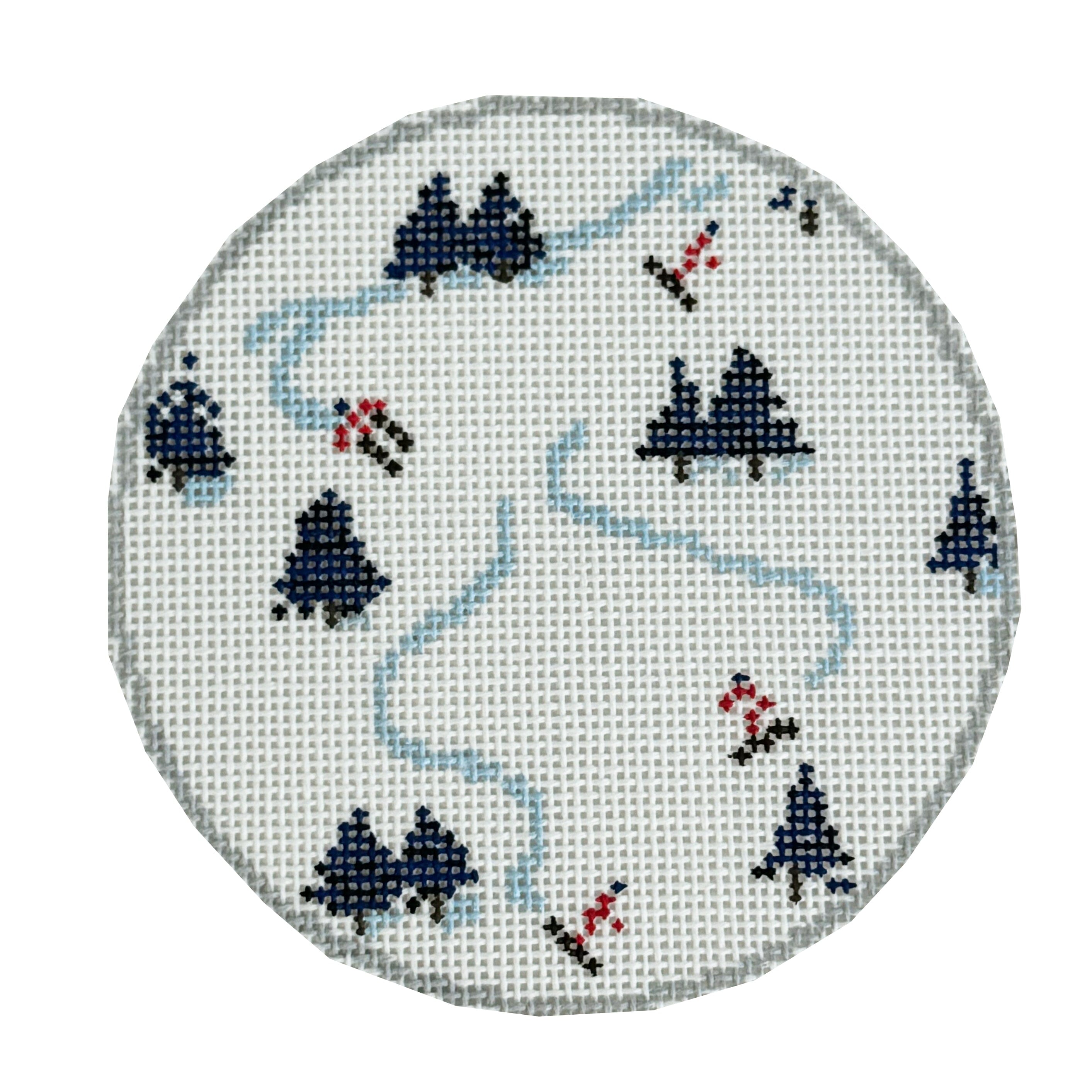 Snowy Slopes Round Painted Canvas Rachel Barri Designs  - 1