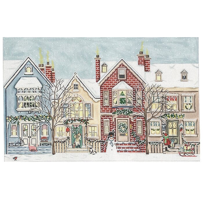 Snowy Street Painted Canvas Painted Pony Designs  - 1