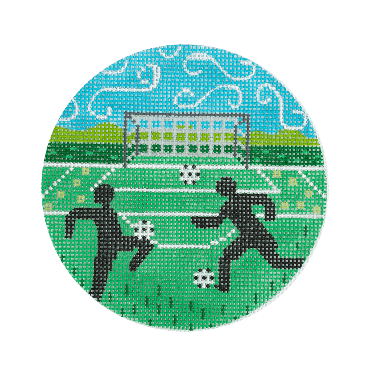 Soccer Silhouette Round Painted Canvas Danji Designs  - 1