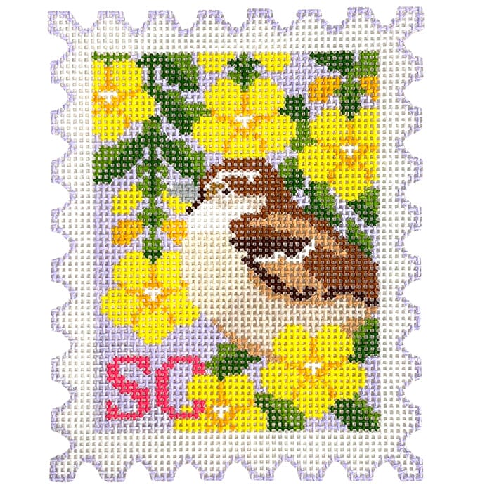 South Carolina State Bird & Flower Stamp Painted Canvas Wipstitch Needleworks 