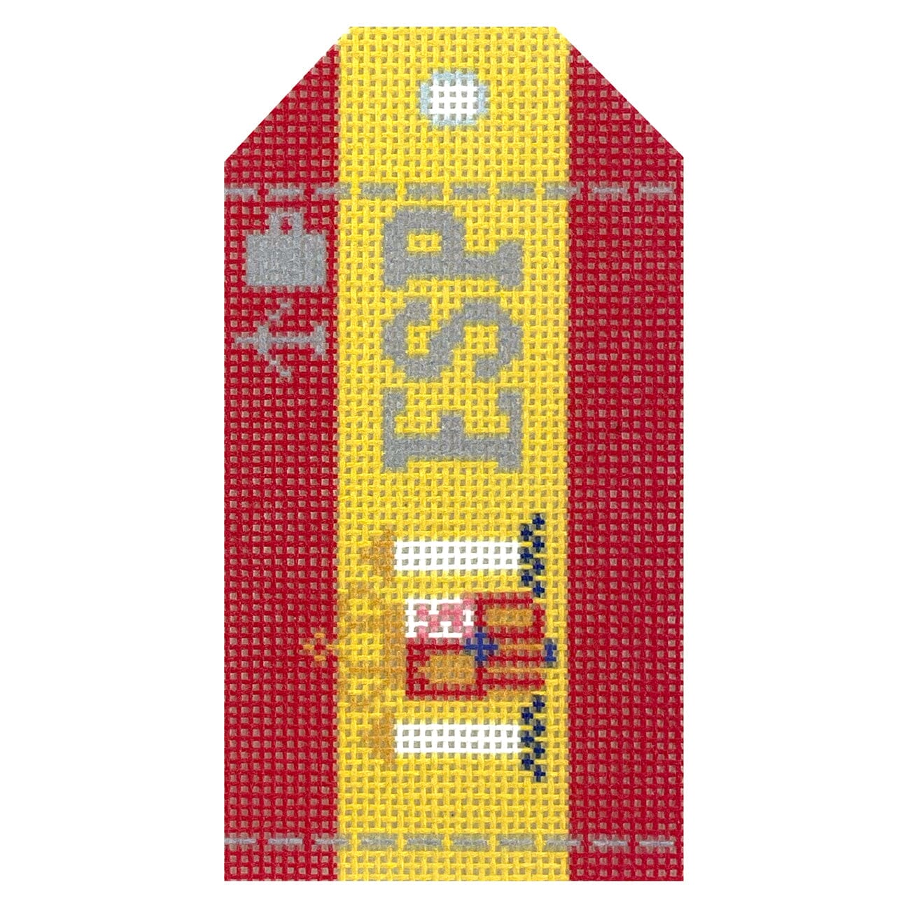 Spain Wee Flag Travel Tag Printed Canvas Hedgehog Needlepoint  - 1