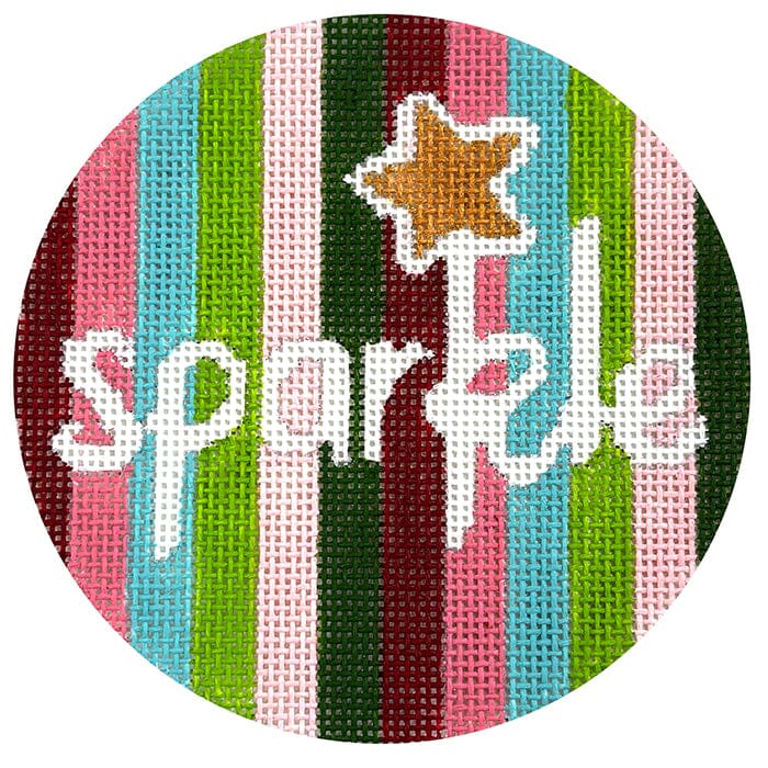 Sparkle on Stripes Round Painted Canvas NDLPT Designs 