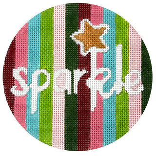 Sparkle on Stripes Round Painted Canvas NDLPT Designs 
