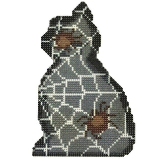 Spider Web Kitty Cat Printed Canvas Two Sisters Needlepoint 
