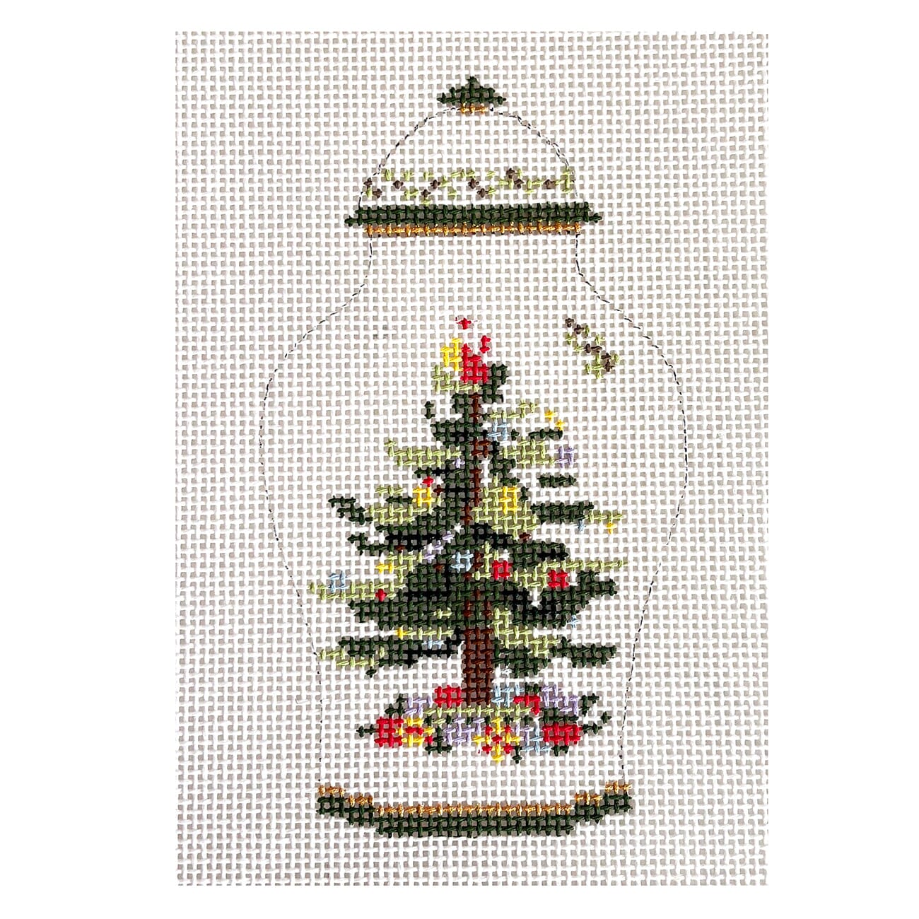 Spode Christmas Ginger Jar Painted Canvas The Gingham Stitchery  - 1
