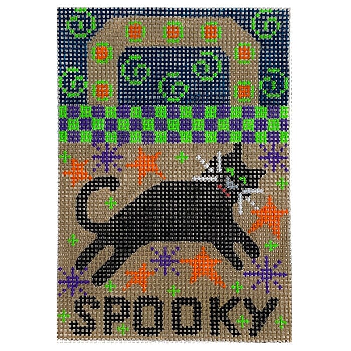 Spooky Cat Treat Bag Painted Canvas Danji Designs  - 1