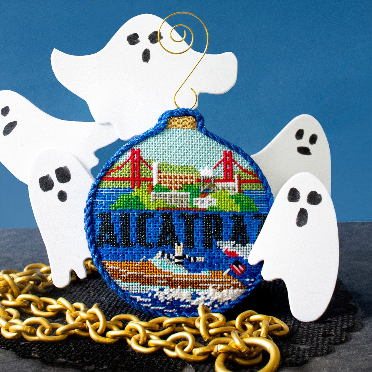 Spooky Spots   Alcatraz with Stitch Guide Painted Canvas Kirk & Bradley  - 4