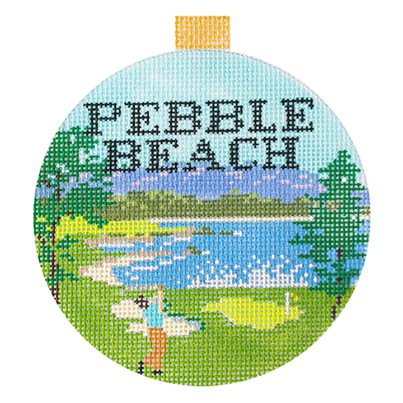 Sporting Round   Pebble Beach with Stitch Guide Painted Canvas Kirk & Bradley  - 1