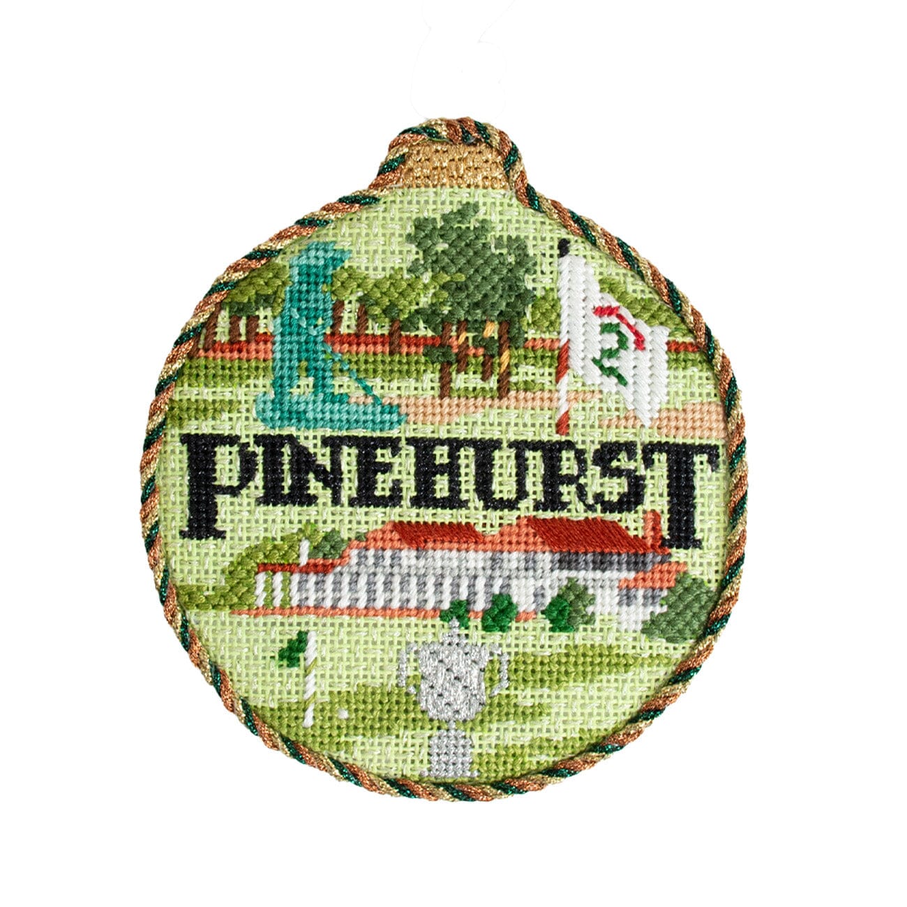 Sporting Round   Pinehurst with Stitch Guide Painted Canvas Kirk & Bradley  - 2