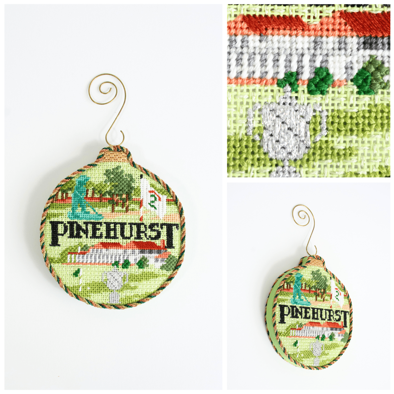 Sporting Round   Pinehurst with Stitch Guide Painted Canvas Kirk & Bradley  - 3