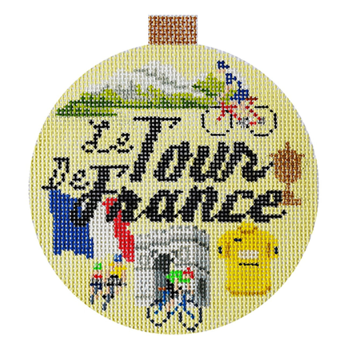 Sporting Round   Tour de France with Stitch Guide Painted Canvas Kirk & Bradley  - 1