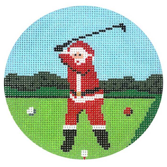 Sporty Santa - Golf Painted Canvas Ann Kaye Studio 