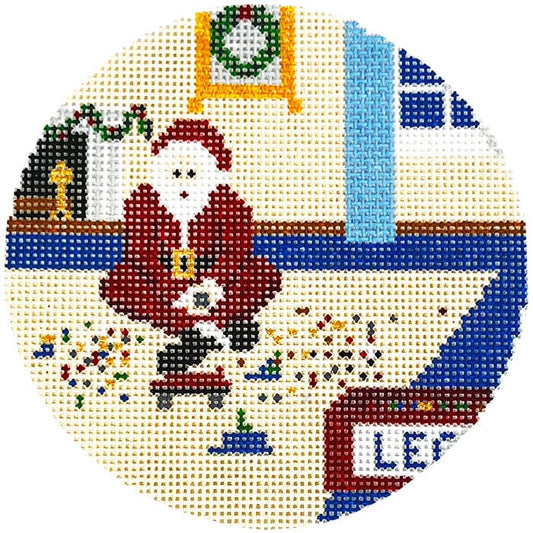 Sporty Santa Ornament - Lego Painted Canvas Ann Kaye Studio 