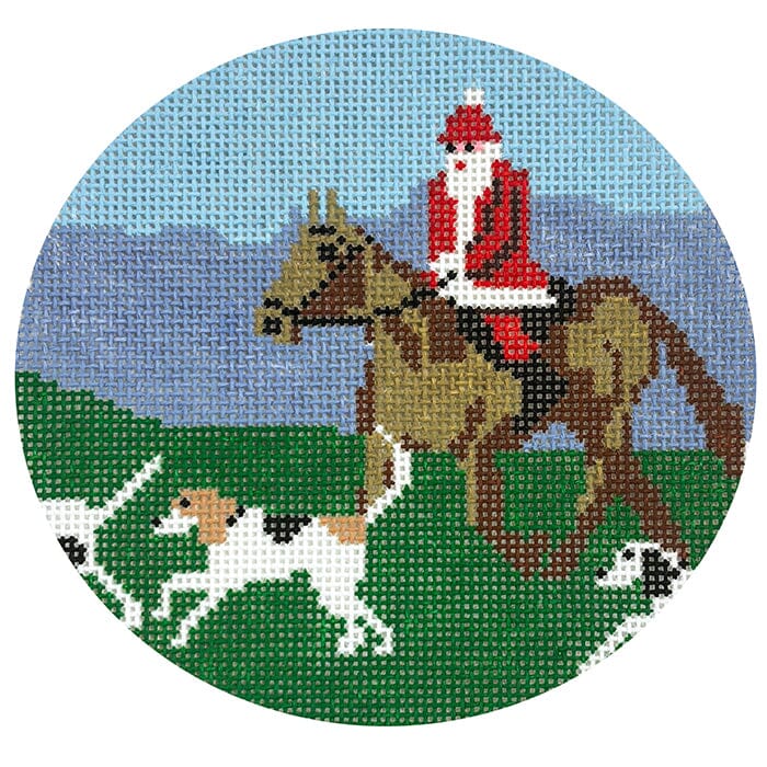 Sporty Santa   Tally Ho Ho Ho Painted Canvas Ann Kaye Studio  - 1
