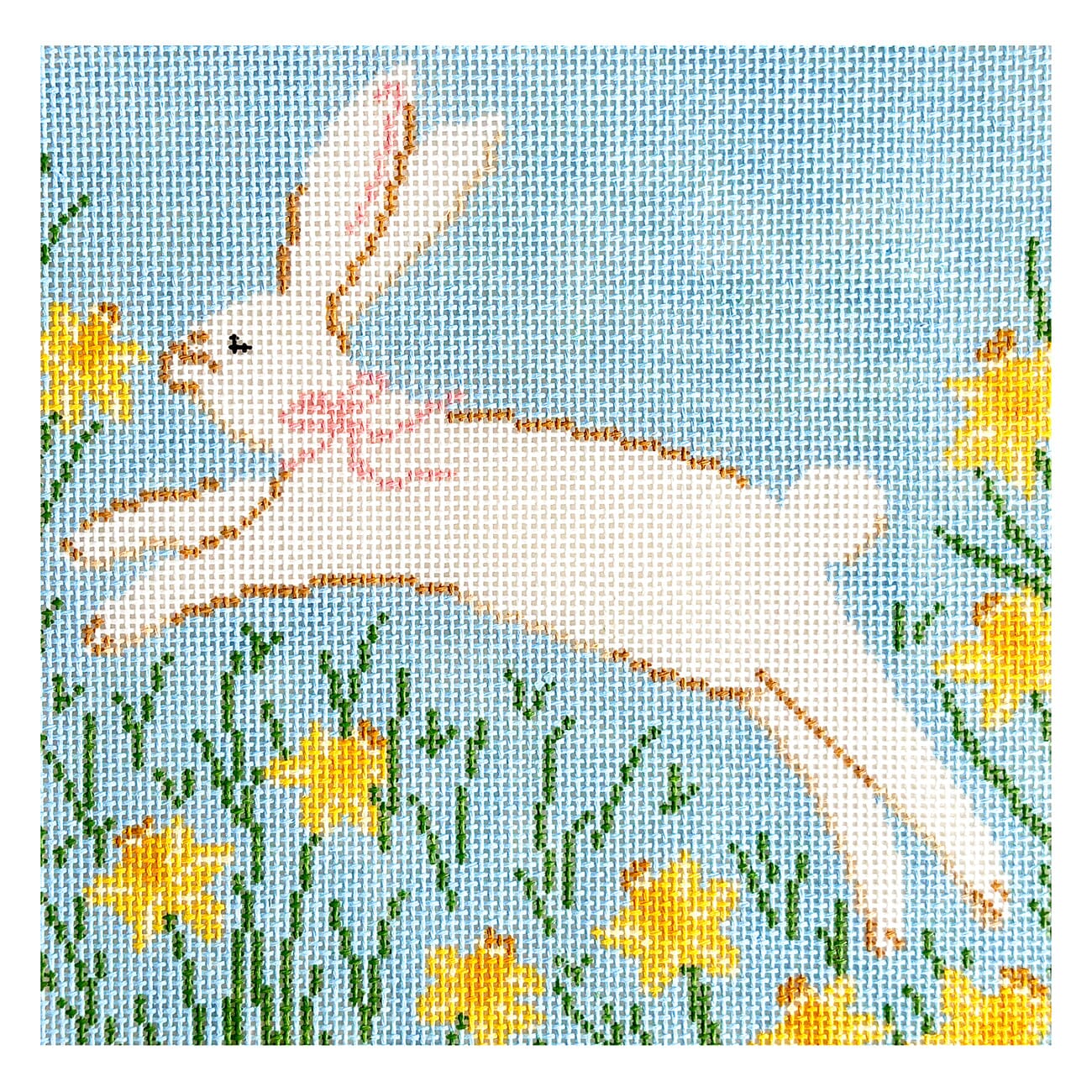 Spring Bunny 8x8 Painted Canvas Mopsey Designs  - 1