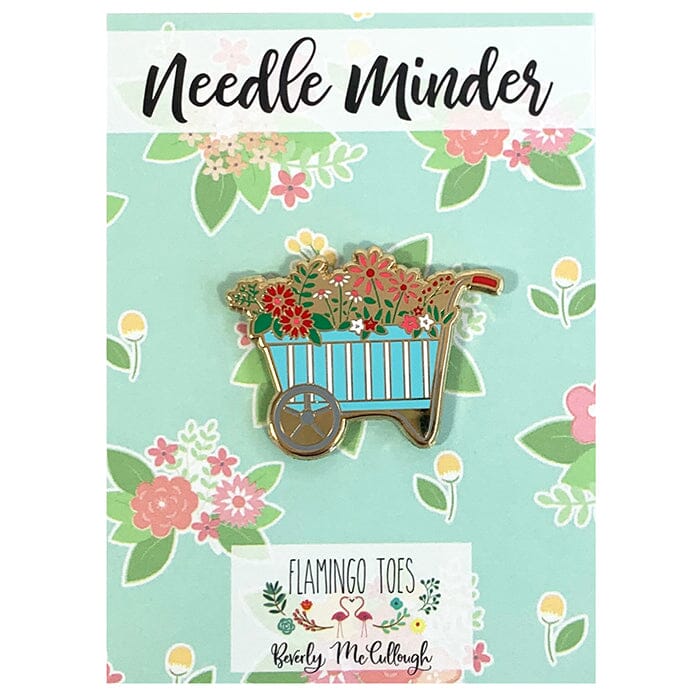 Spring Floral Wheelbarrow Needleminder Accessories Flamingo Toes  - 1