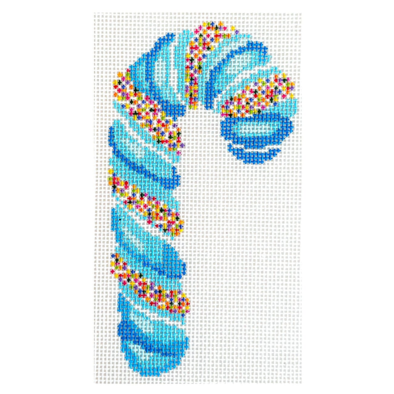 Sprinkle Candy Cane Blue Painted Canvas Blueberry Point Canvas  - 1