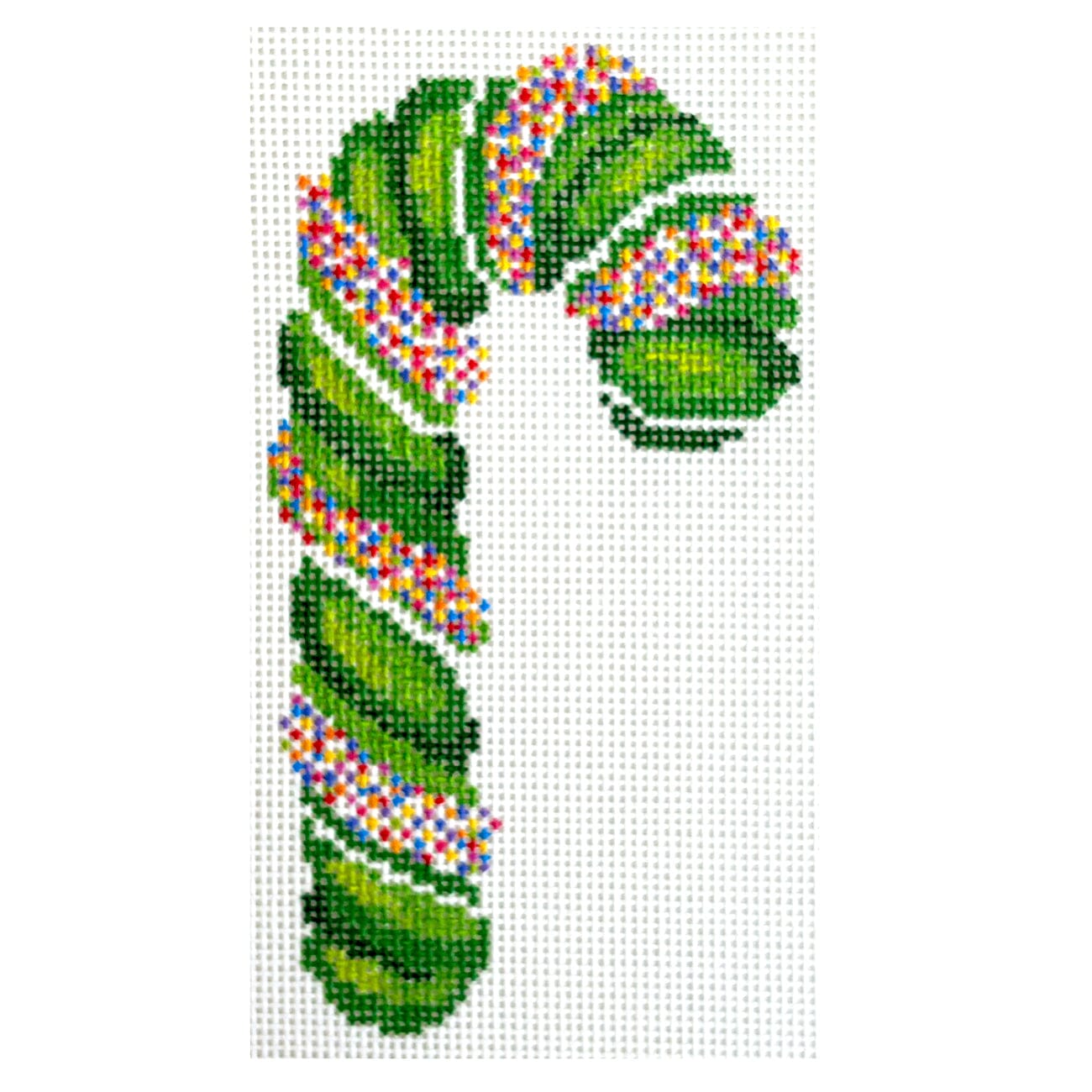 Sprinkle Candy Cane Green Painted Canvas Blueberry Point Canvas  - 1