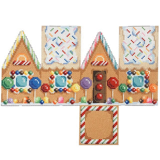 Sprinkles Roof Gingerbread Cottage Printed Canvas Two Sisters Needlepoint 
