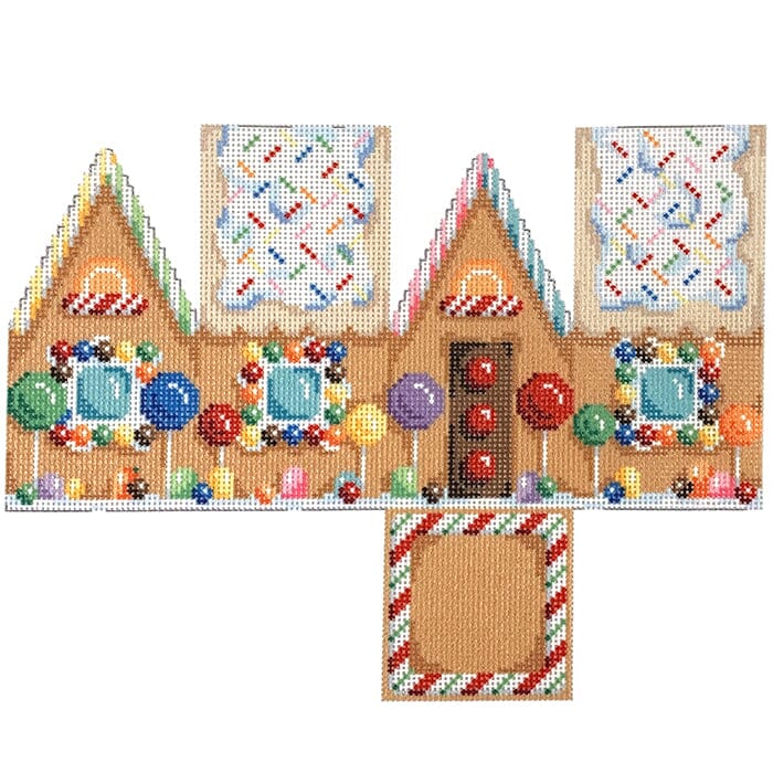 Sprinkles Roof Gingerbread Cottage Printed Canvas Two Sisters Needlepoint 
