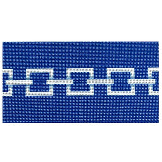 Square Link Insert Blue/White Printed Canvas Two Sisters Needlepoint 

