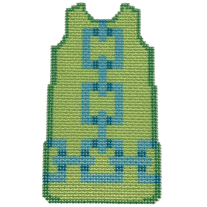 Square Link Mini Shift/Aqua Printed Canvas Two Sisters Needlepoint 
