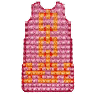 Square Link Mini Shift/Orange Printed Canvas Two Sisters Needlepoint 
