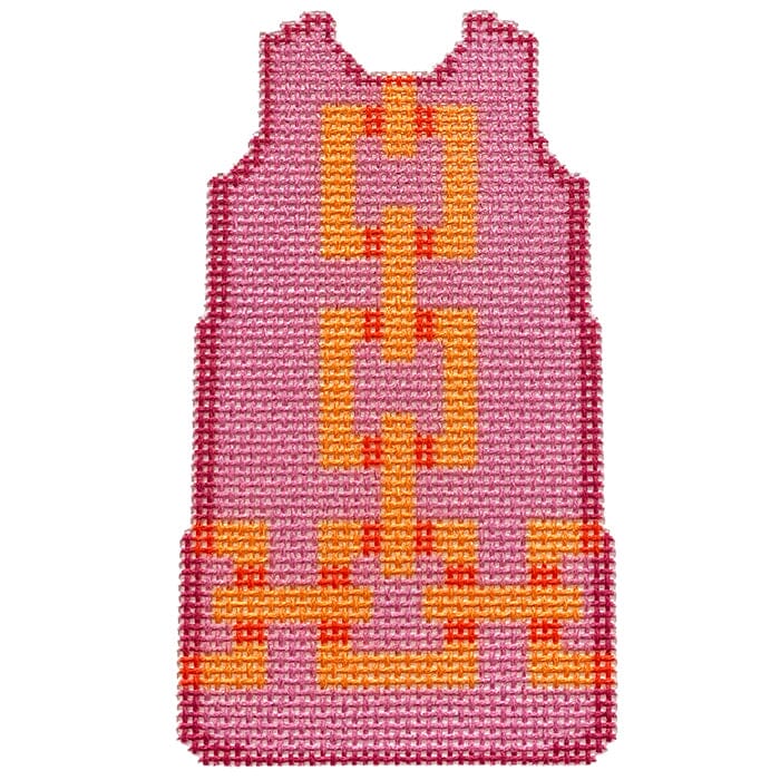 Square Link Mini Shift/Orange Printed Canvas Two Sisters Needlepoint 
