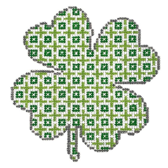 Squares and Pluses Shamrock Painted Canvas Kristine Kingston  - 1