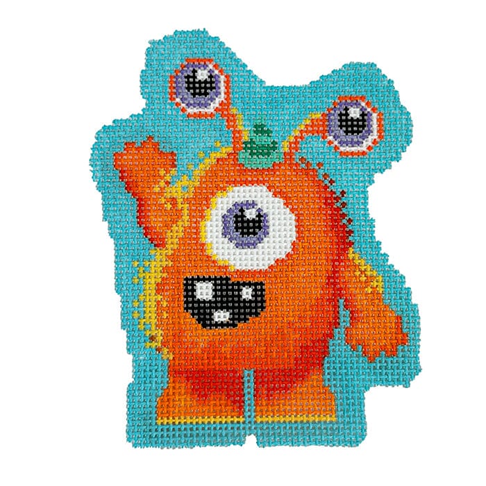 Squatty Orange Monster Painted Canvas Atlantic Blue Canvas  - 1
