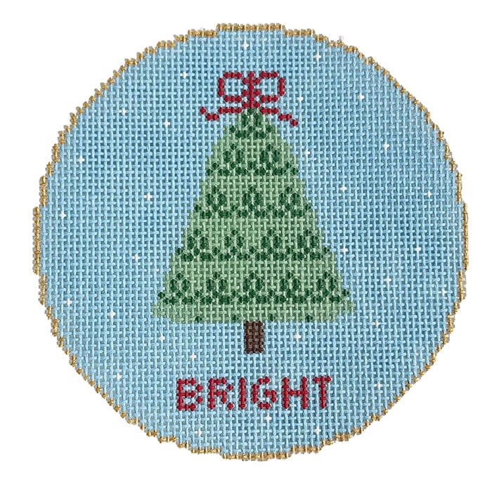 Squiggle Tree Round Painted Canvas Goodpoint Needlepoint  - 1