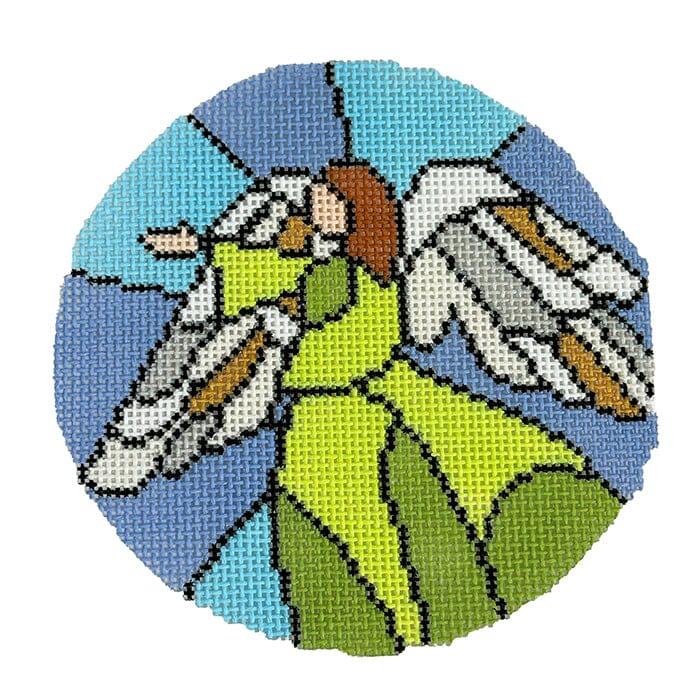 Stained Glass Angel Ornament Painted Canvas Jessica Tongel Designs  - 1