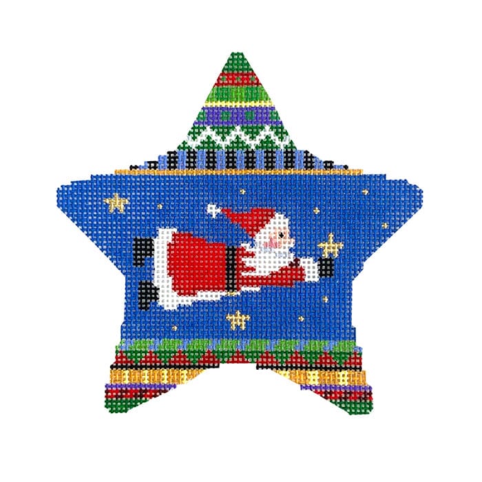 Star, Flying Santa Painted Canvas Susan Roberts Needlepoint Designs Inc.  - 1