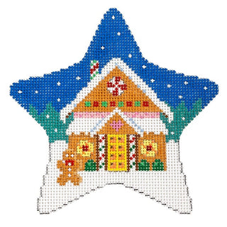 Star Gingerbread House Painted Canvas Susan Roberts Needlepoint Designs Inc. 
