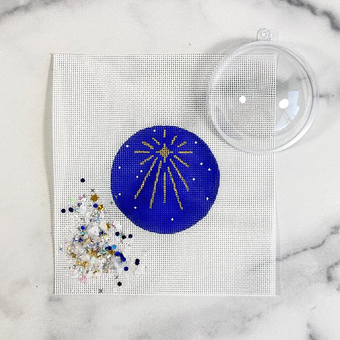 Star of Bethlehem Ornament with Clear Dome & Confetti Painted Canvas Kate Dickerson Needlepoint Collections  - 1