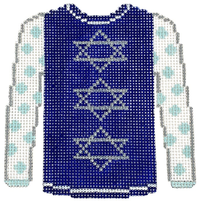 Star of David on Royal Blue Sweater Painted Canvas Kristine Kingston 