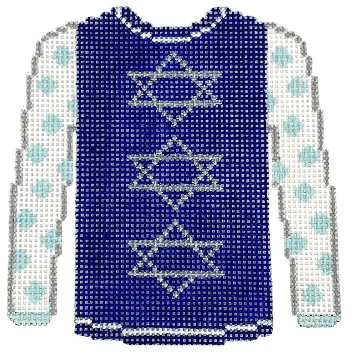 Star of David on Royal Blue Sweater Painted Canvas Kristine Kingston  - 1