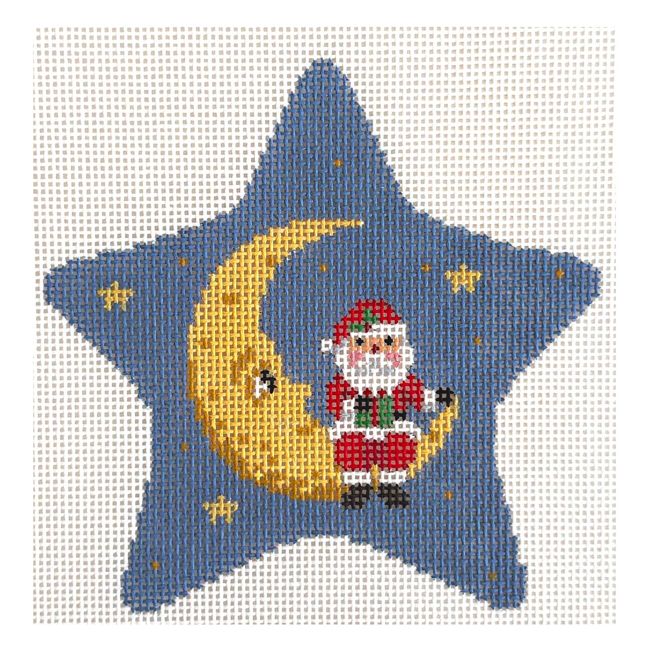 Star, Santa Sitting on Moon Painted Canvas Susan Roberts Needlepoint Designs Inc.  - 1