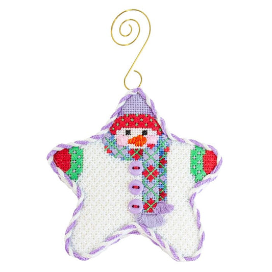Star Shaped Snowman Argyle Scarf with Stitch Guide Printed Canvas Two Sisters Needlepoint 