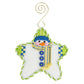 Star Shaped Snowman Blue/Yellow Striped Scarf Printed Canvas Two Sisters Needlepoint 