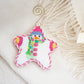 Star Shaped Snowman Multi Dot Scarf with Stitch Guide Printed Canvas Two Sisters Needlepoint 