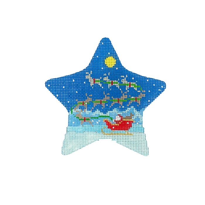 Star, Sleigh and 8 Reindeer Painted Canvas Susan Roberts Needlepoint Designs Inc.  - 1