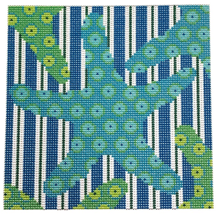 Starfish Square Printed Canvas Two Sisters Needlepoint 