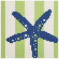 Starfish Stencil on Lime Coaster Printed Canvas Two Sisters Needlepoint 