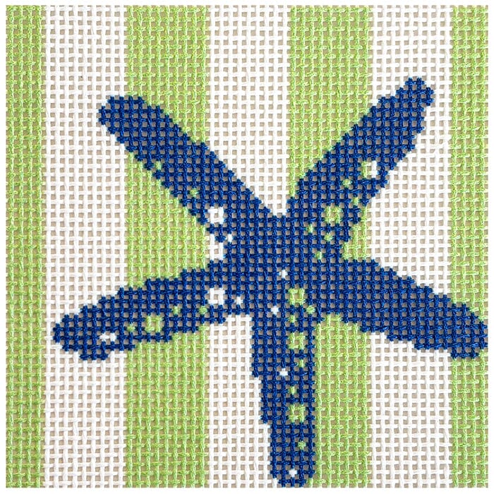 Starfish Stencil on Lime Coaster Printed Canvas Two Sisters Needlepoint 
